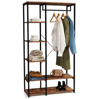 IDMarket Scaffali Per Guardaroba L. 90 Cm Hawkins Legno Scuro Design Industriale