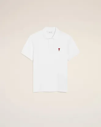 Ami White Cotton Red Ami De Coeur Polo Shirt White - XXXL - Unisex