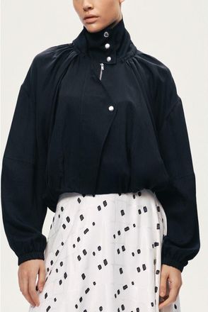 Nocturne High-Neck Gathered Jacket in Black at Nordstrom, Size Medium