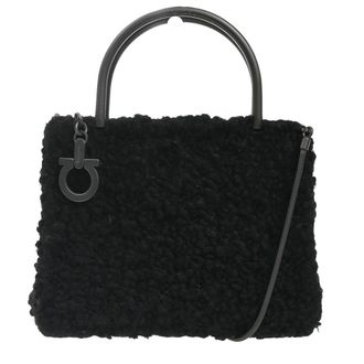 Ferragamo Gancini Handbag Wool Black Wool Handbag (Pre-Owned)