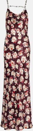Paco Rabanne Chain-detail floral silk maxi dress