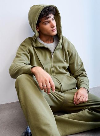 Le 31 Mens Brushed-interior zip-up hoodie