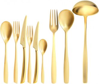 Bugatti Riviera Gold, Posate Set 75 Pz, Scatola Gallery, Casa Bugatti - Colore: Oro Sabbiato
