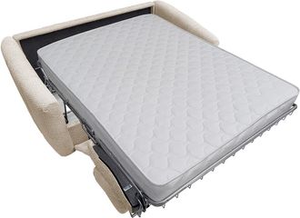 Vente-Unique Sof&aacute; cama de 3 plazas expr&eacute;s en tela boucl&eacute; beige - Cama 140 cm - Colch&oacute;n 20 cm RETUNA