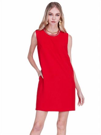 Jade Yoga Embellish Neck Mini Dress In Red