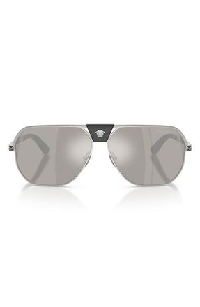 Versace 61mm Square Sunglasses in Silver /Grey Mirror Silver at Nordstrom