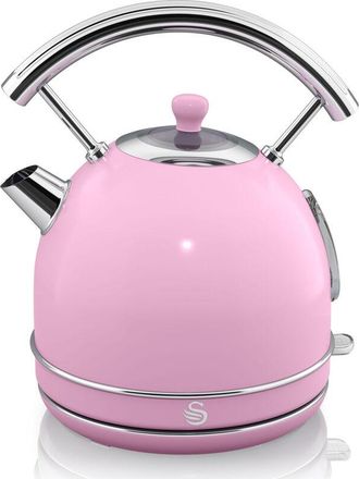 SWAN Sk14630pneu Retro Hervidor Agua El&eacute;ctrico, 1,8 L, Resistencia Oculta Acero Inoxidable, Sin Bpa, Inal&aacute;mbrico 3000w Rosa