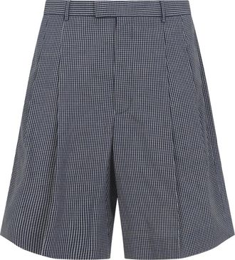 Givenchy Casual Shorts, male, Blue, S, Double pleat checked bermuda shorts in cotton