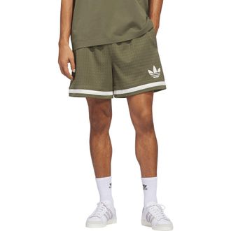 adidas Originals Mesh Basketball Shorts in Olive Strata/Ivory/ at Nordstrom, Size Medium