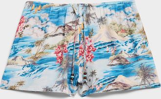 Twik Womens Crinkled elastic-waist mini short