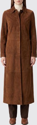 Salvatore Santoro Cappotto lungo monopetto in pelle scamosciata