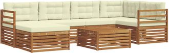 vidaXL Conjunto De Sof&aacute;s De Exterior 7 Uds. Natural Y Crema Vidaxl