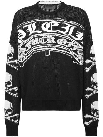 Philipp Plein Gothic Plein jumper - men - Cotton - XXXXL - Black