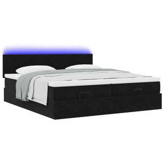 vidaXL Vidaxl - Estructura De Cama Otomana Colchones Terciopelo Negra 160x200cm