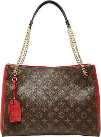 Louis Vuitton Brown Cerise Red Color Pvc Leather Handbag Shoulder Bag Tote Bag (Pre-Owned)
