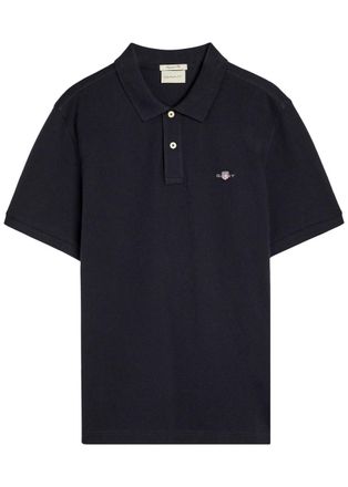 GANT Logo-embroidered Piqu&eacute; Cotton Polo Shirt - Navy - Xxl