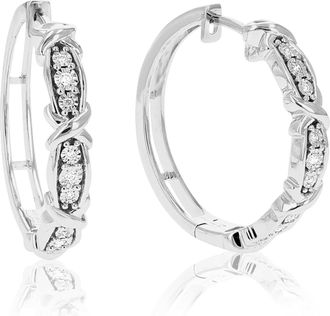 Vir Jewels 1/10 cttw Lab Grown Diamond Hoops Earrings in Sterling Silver With Hidden Post For Women