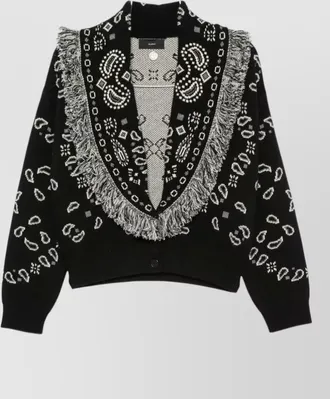 Alanui cashmere and virgin wool paisley jacquard fringed shawl lapel long-sleeve cardigan
