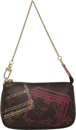 Louis Vuitton Mini Pochette Accessoires Brown Canvas Clutch Bag (Pre-Owned)