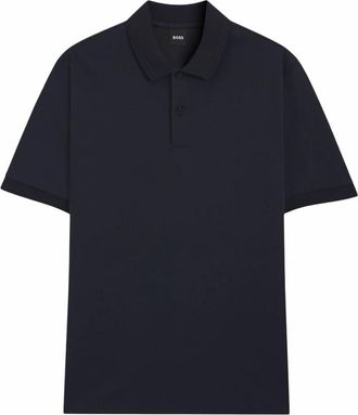 HUGO BOSS Dark Blue Solid Shirt Collar Polo