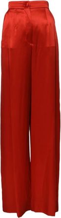 Dolce & Gabbana High Waist Wide Leg Pants - Dames - Wijde Broeken - Rood - XS - Satijn - Broeken