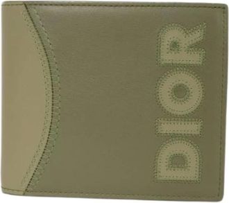 Dior Pre-owned Wallets, male, Green, Size: ONE SIZE Pre-owned Marquetry Bifold Wallet