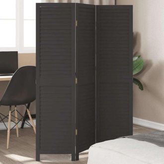 vidaXL vidaXL Divisorio Ambienti 3 Pannelli Nero Legno Massello di Paulownia