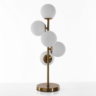 Oresteluchetta Lampada da tavolo 5 sfere in metallo verniciata ottone cm. Ø.28 H.66