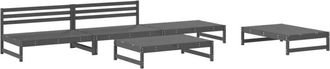 vidaXL 5 Piece Garden Lounge Set Grey Solid Wood Pine Vidaxl