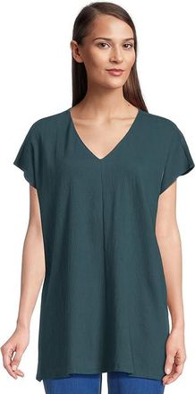 Eileen Fisher V-Neck Tunic Womens Clothing Alpine : MD, Cotton/Jersey/Polyester