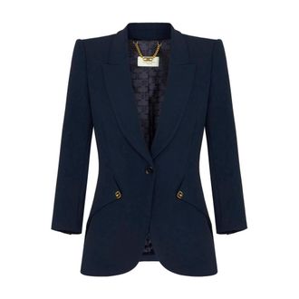 Elisabetta Franchi Giacca in cr&ecirc;pe satin - - Jackets - Donna - Blu - L