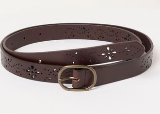 Fat Face FatFace Chocolate Brown Cut Out Leather Belt