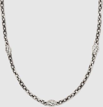 Gucci Interlocking Necklace, Silver, Silver