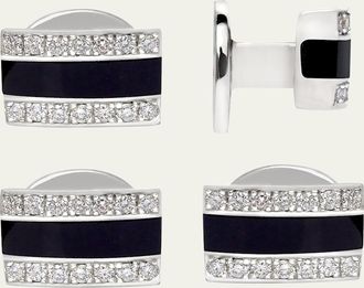 Bergdorf Goodman Mens Diamond and Onyx Shirt Studs in 14K White Gold