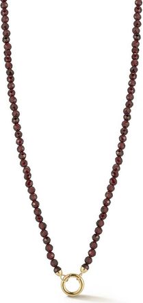 Ember Fine Jewelry 14K Gold Beaded Clasp Necklace in Gold/dark Red at Nordstrom Rack