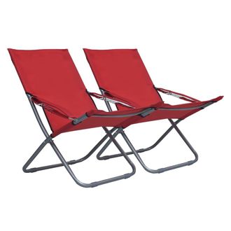 vidaXL Sillas De Playa Plegables 2 Unidades Tela Rojo Vidaxl
