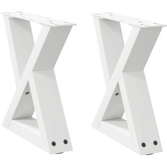 vidaXL Patas Para Mesa De Centro (2 Unidades), Color Blanco, 30 X (30-31,3) Cm, Acero Vidaxl