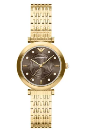 Emporio Armani Archelia Mother-of-Pearl Bracelet Watch, 32mm in Gold/brown at Nordstrom