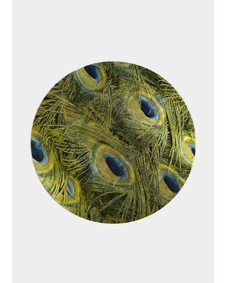 Nomi K Green Round Lacquer Peacock Feather Placemat
