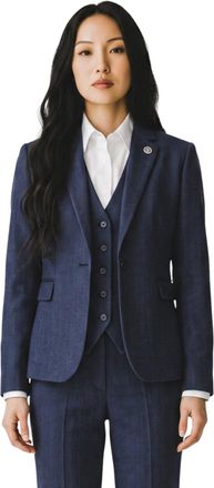 TruClothing Womens Navy 3 Piece Herringbone Tweed Formal Suit - AK06