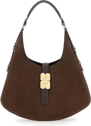 Ganni Tassen, Dames, Bruin, ONE Size, Leer, Kat Schoudertas