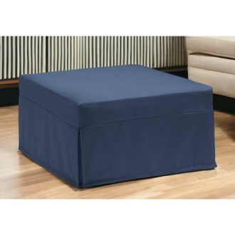 Talamo Italia Letto pieghevole Ancilla, Pouf trasformabile in letto singolo, 100% Made in Italy, Pouf in tessuto da soggiorno, Cm 80x80h45, Blu, con imballo