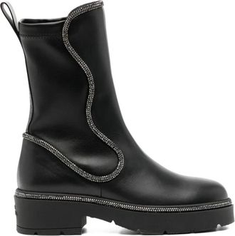 Rene Caovilla Enkellaarsjes - Dames - Enkellaarsjes - Zwart - 38 EU - Leer - Schoenen