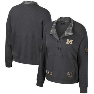 Colosseum Womens Colosseum Heather Charcoal Michigan Wolverines OHT Military Appreciation Payback Henley Thermal Sweatshirt at Nordstrom, Size Medium