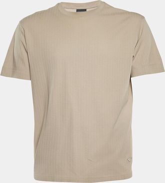 Emporio Armani Beige Textured Knit Crew Neck T-Shirt