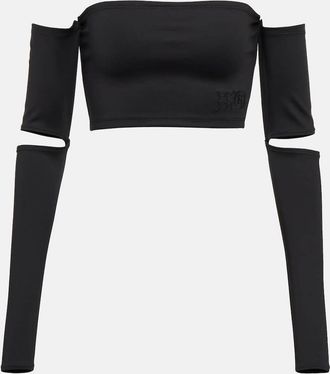 Maison Margiela Jersey crop top with cutout sleeves