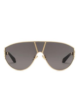 Roberto Cavalli logo-plaque shield sunglasses - women - Brass - One Size - Gold