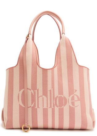 Chlo&eacute; Stripy East-west Canvas Tote bag - Pink - One Size