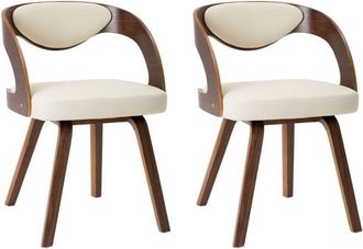 vidaXL Vidaxl - Sillas De Comedor 2 Uds Madera Curvada Y Cuero Sint&eacute;tico Crema