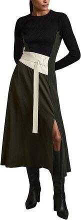 Reiss Emilina Knit Woven Midi Dress